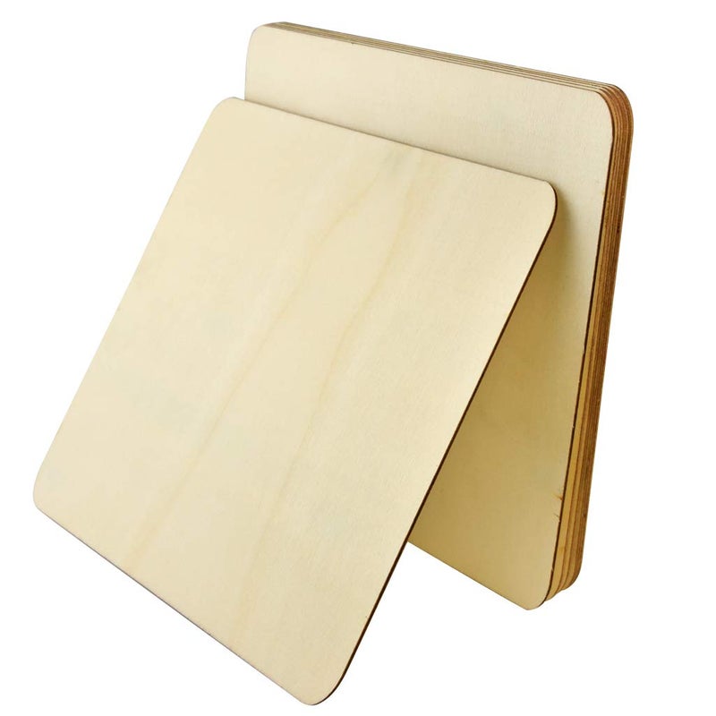obmwang 6 Pieces 8 x 8 inch Unfinished Square Blank Wood Pieces Wooden Square Cutouts for DIY Crafts, Coasters, Pyrography, Painting, Photo Props and Decorations - Image 1